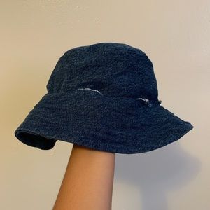Distressed denim bucket hat